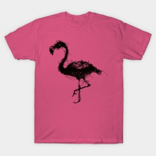 Flamingo Line Art - Minimalist Bird Design T-Shirt